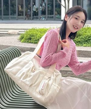 [파우치세트] glossy shoulder duffel bag_Lemon chiffon