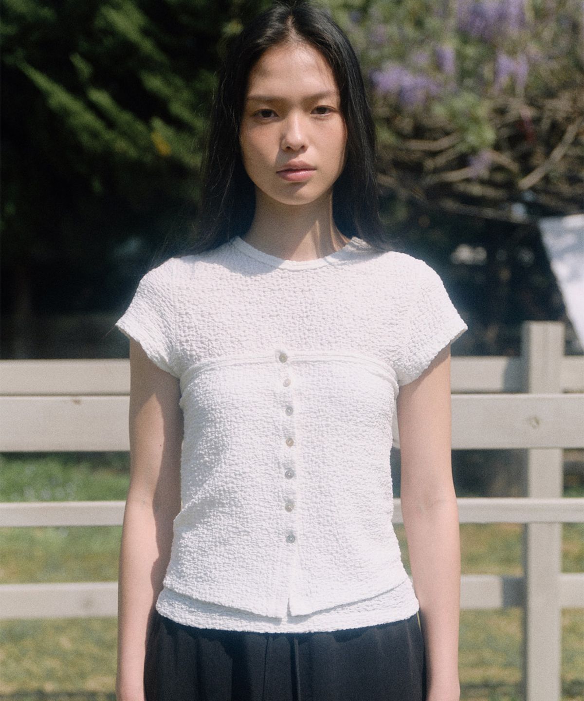 베이오드(BAIE OUD) Linkle short-sleeved layered T-shirt_white