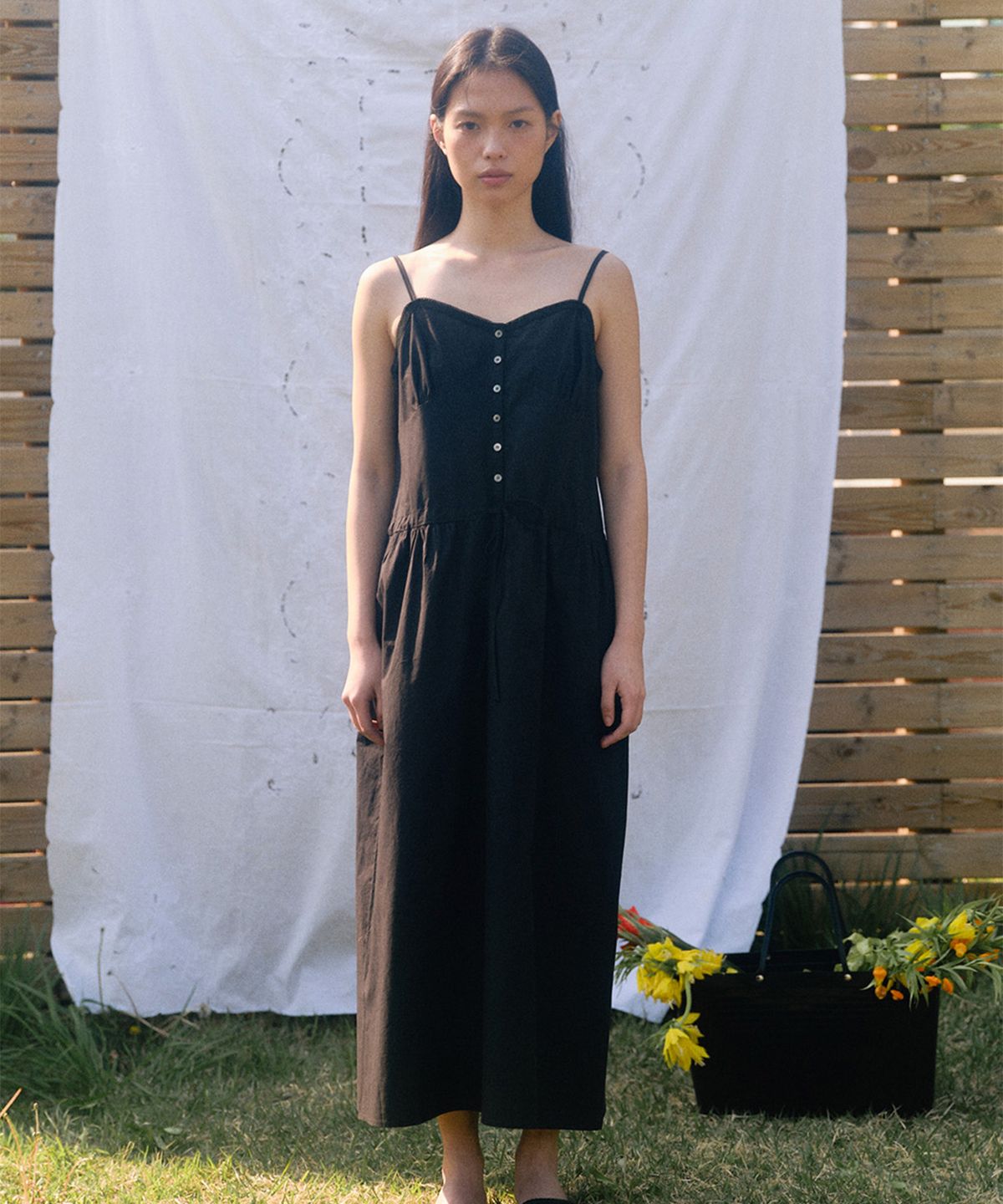 베이오드(BAIE OUD) Cotton string sleeveless dress_black