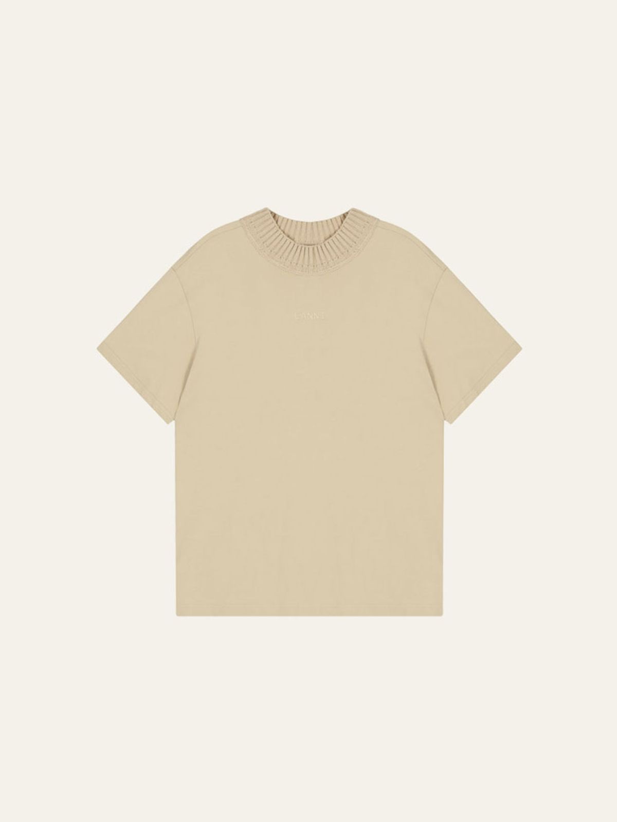 카니(CANNI) Ribbed Collar Tee (Beige)
