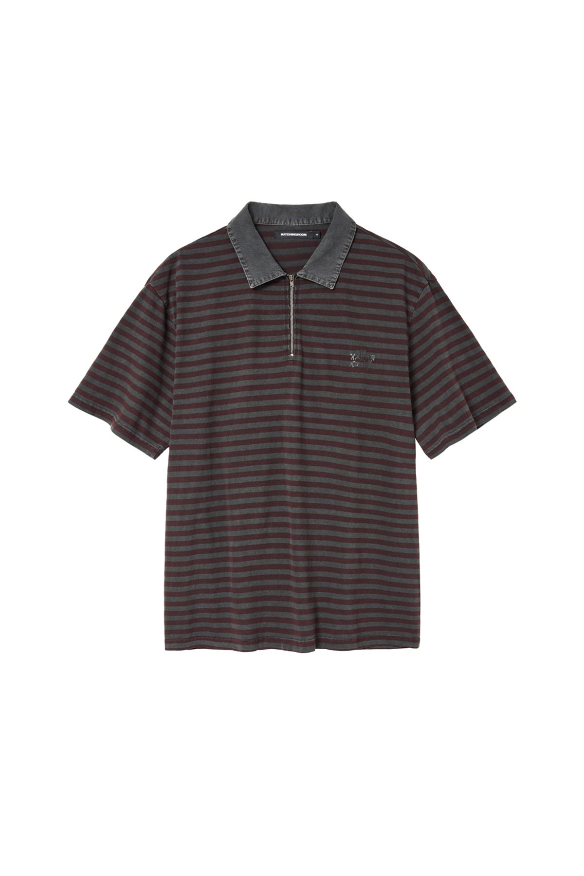해칭룸(HATCHINGROOM) VTG Stripe Polo Tee 1/2 Burgundy