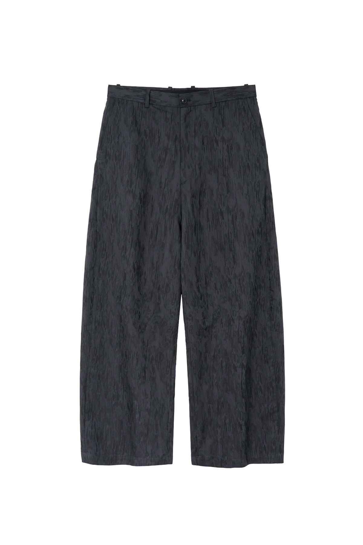 해칭룸(HATCHINGROOM) Wide Curve Trousers Jacquard Blue Charcoal