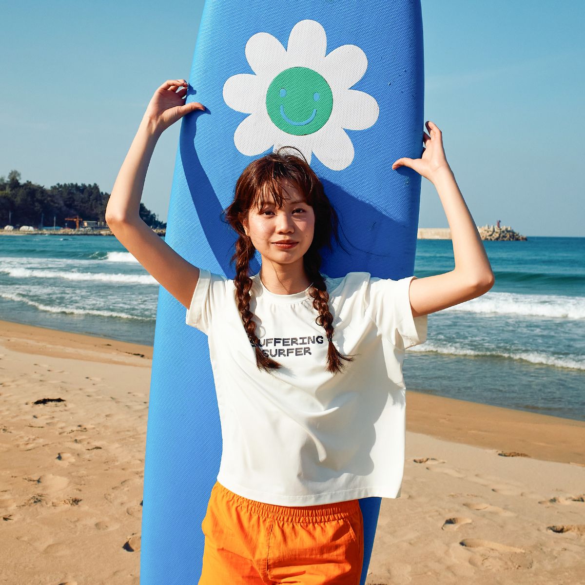 밸롭(BALLOP) 남녀공용 그리드 숏슬리브 래쉬가드 오프화이트