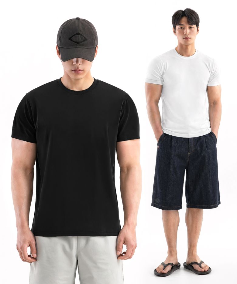 ( 2Pack ) 릴렉스 코튼스판 머슬핏 반팔티 ( 5Color )