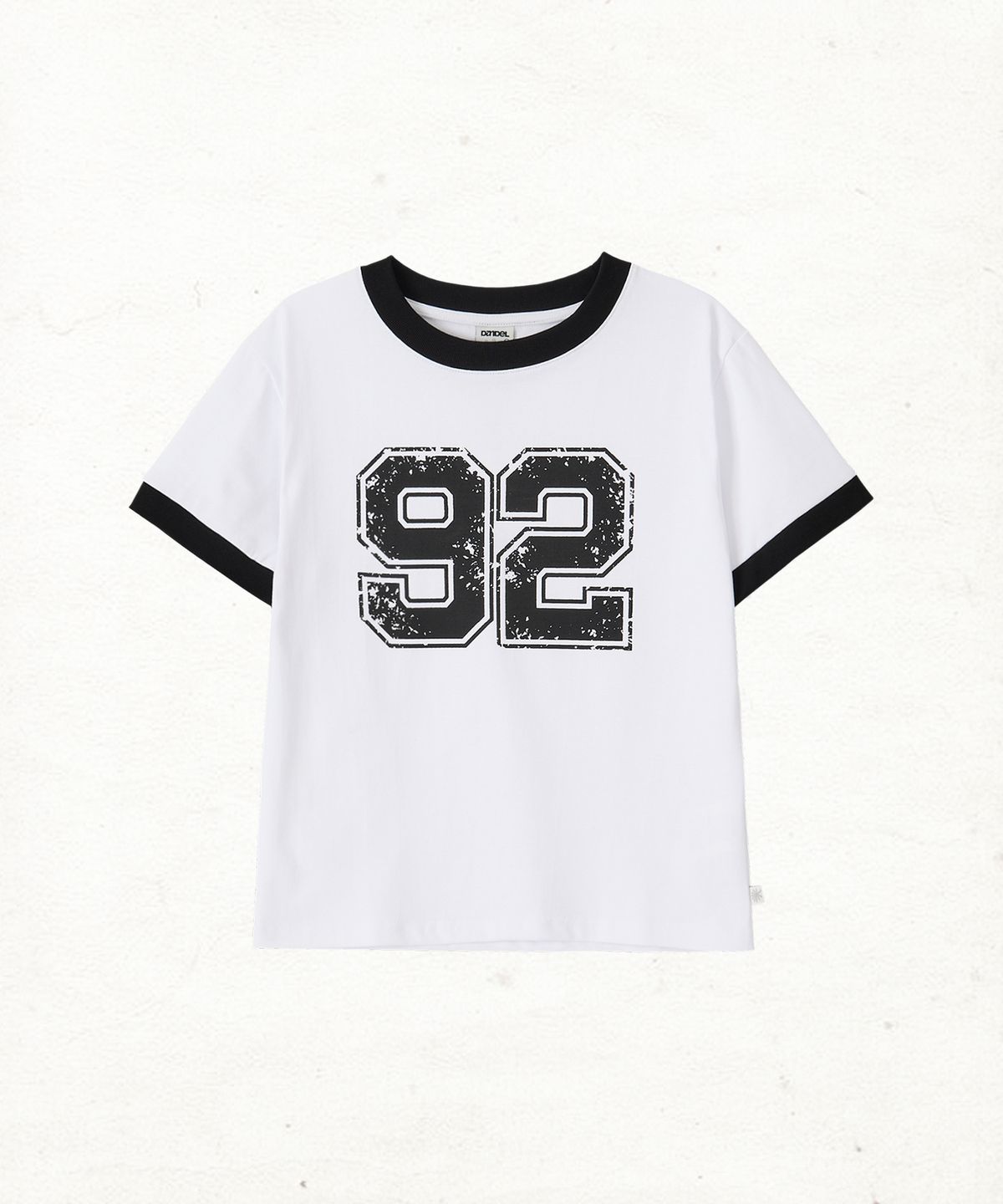 단델(DANDEL) DD 92 cracked ringer tee (WHITE)