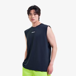 레터링 슬리브리스 래쉬가드 블랙