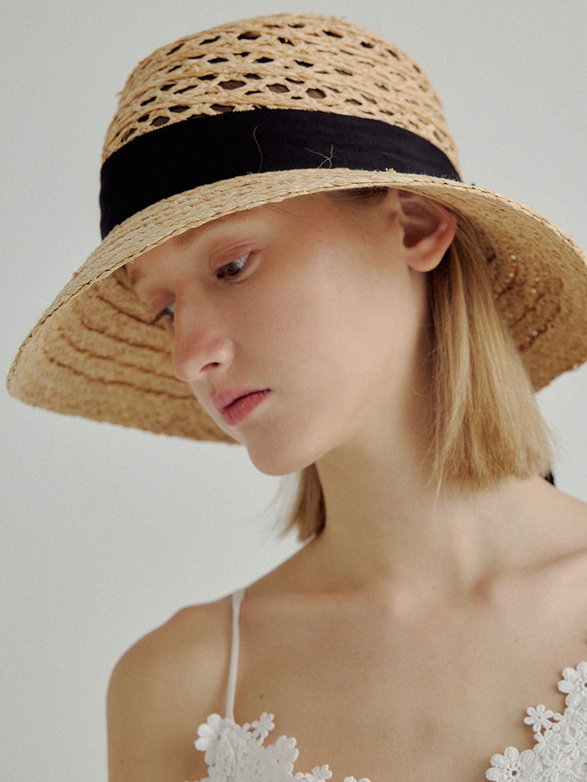 메르헨(MERCHEN) Raiden raffia floppy hat