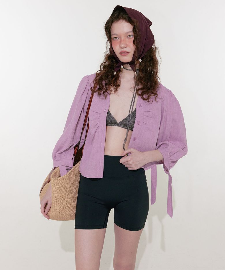 Wrinkle Puff Blouse (Purple)