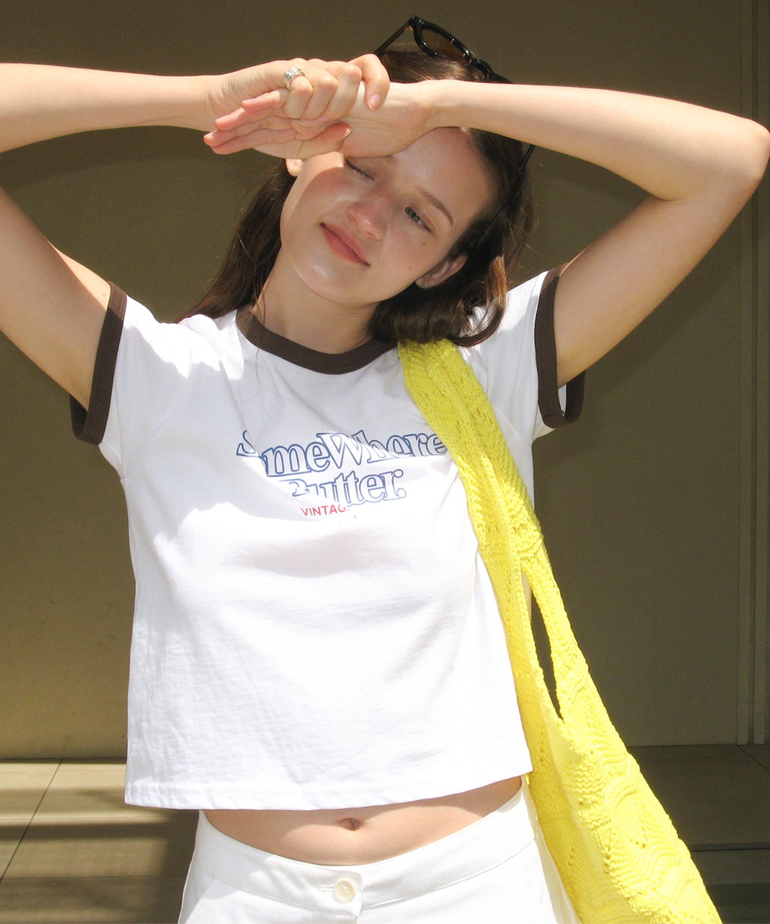 [SOMEWHERE BUTTER]★25SS★韓国人気★Wave Logo Ringer Top MUSINSA | SOMEWHEREBUTTER Wave Logo Ringer Top - Ivory(Brown)