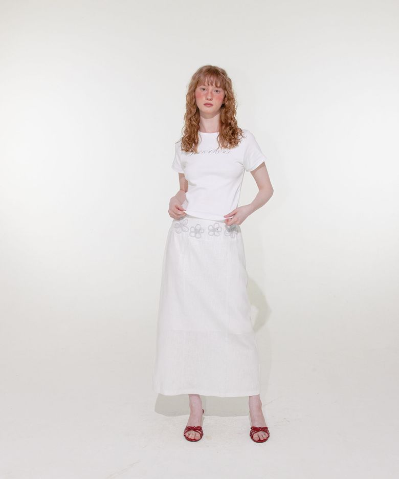 Shiny Flower Skirt (White)