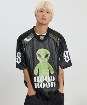 에일리언 그래픽 메쉬 져지 반팔티셔츠 블랙