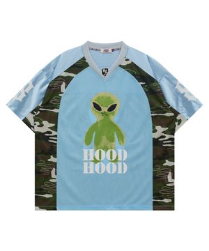 에일리언 그래픽 메쉬 져지 반팔티셔츠 스카이블루