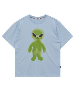 에일리언 그래픽 반팔티셔츠 스카이블루