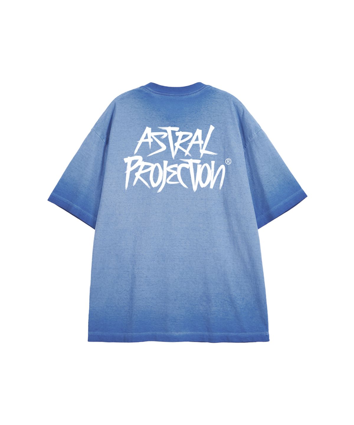 아스트랄 프로젝션(ASTRAL PROJECTION) 그래피티 레터링 피그먼트 루즈핏 반팔 티셔츠_블루