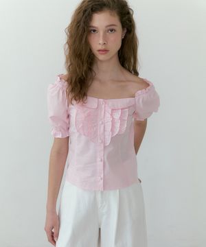 Frill Collared Blouse (pink)