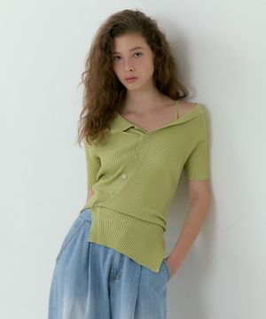 Diagonal Collar Knit (green)