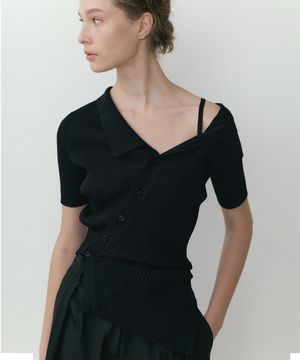 Diagonal Collar Knit (black)