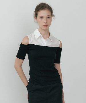 Off-Shoulder Shirt Top (black)