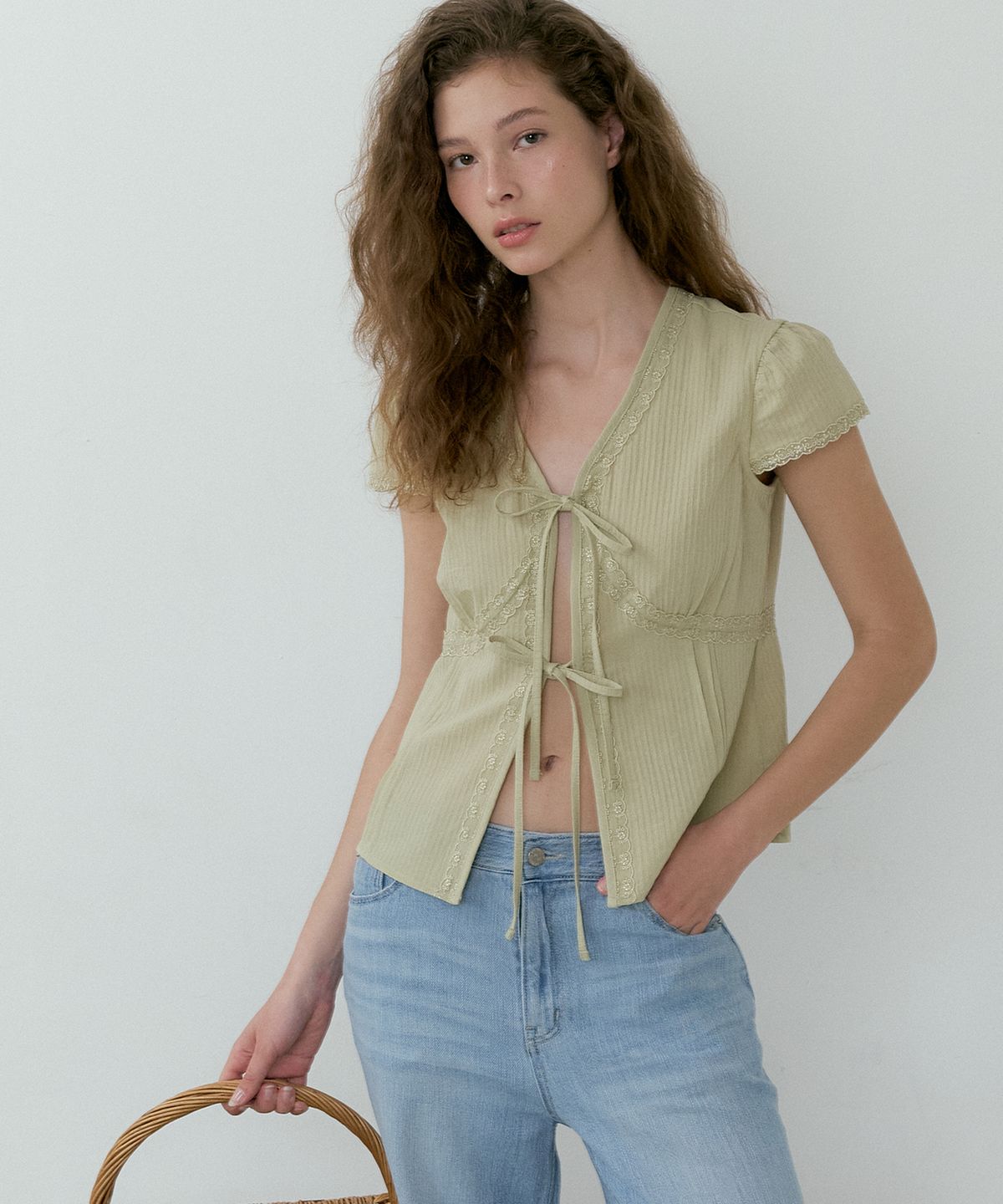 루시르주(LUCIR ZU) Havana Lace Blouse (green)
