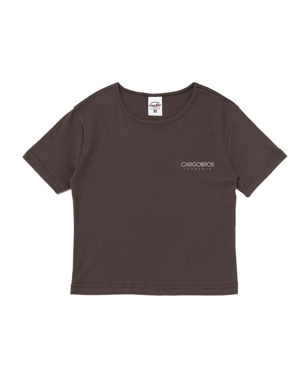 카고브로스 포 우먼(CARGOBROS FOR WOMAN) 에센셜 로고 숏 반팔 티셔츠 (브라운)