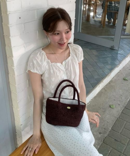 MUSINSA | DEPOUND Raffia Bag Mini Tote [Brown]