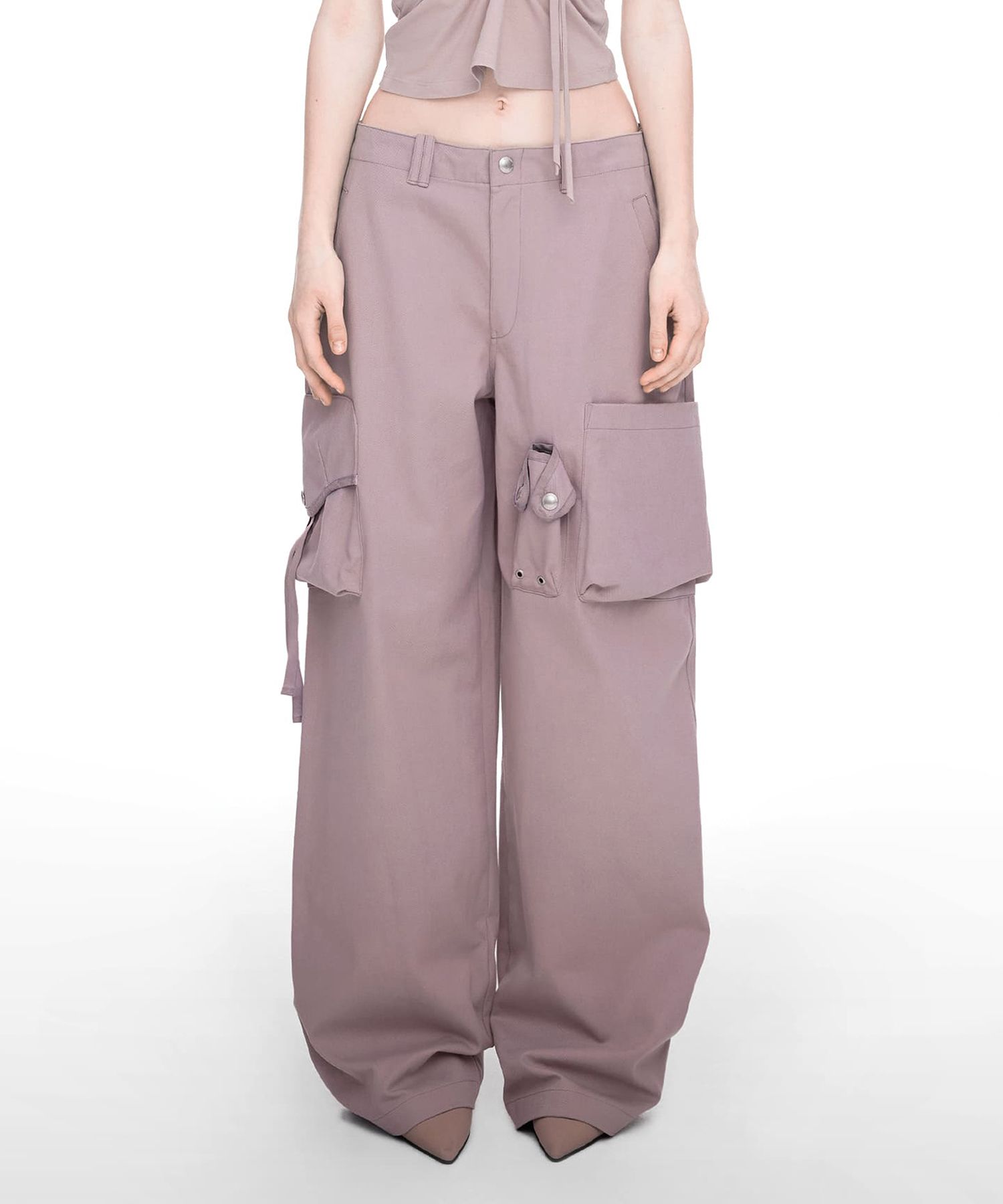 パンツ NACHE : 25SS / STRAP WIDE CARGO PANTS (3COLORS) STRAP WIDE CARGO PANTS (UNISEX) BLACK - NACHE