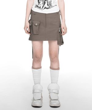 STRAP CARGO MINI SKIRT VINTAGE BEIGE
