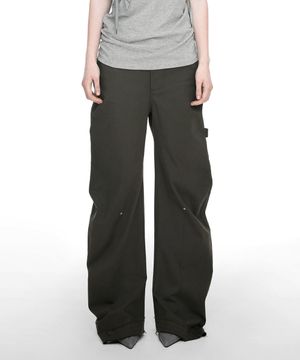 RAWCUT CURVED PANTS (UNISEX) KHAKI