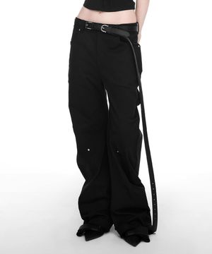 RAWCUT CURVED PANTS (UNISEX) BLACK