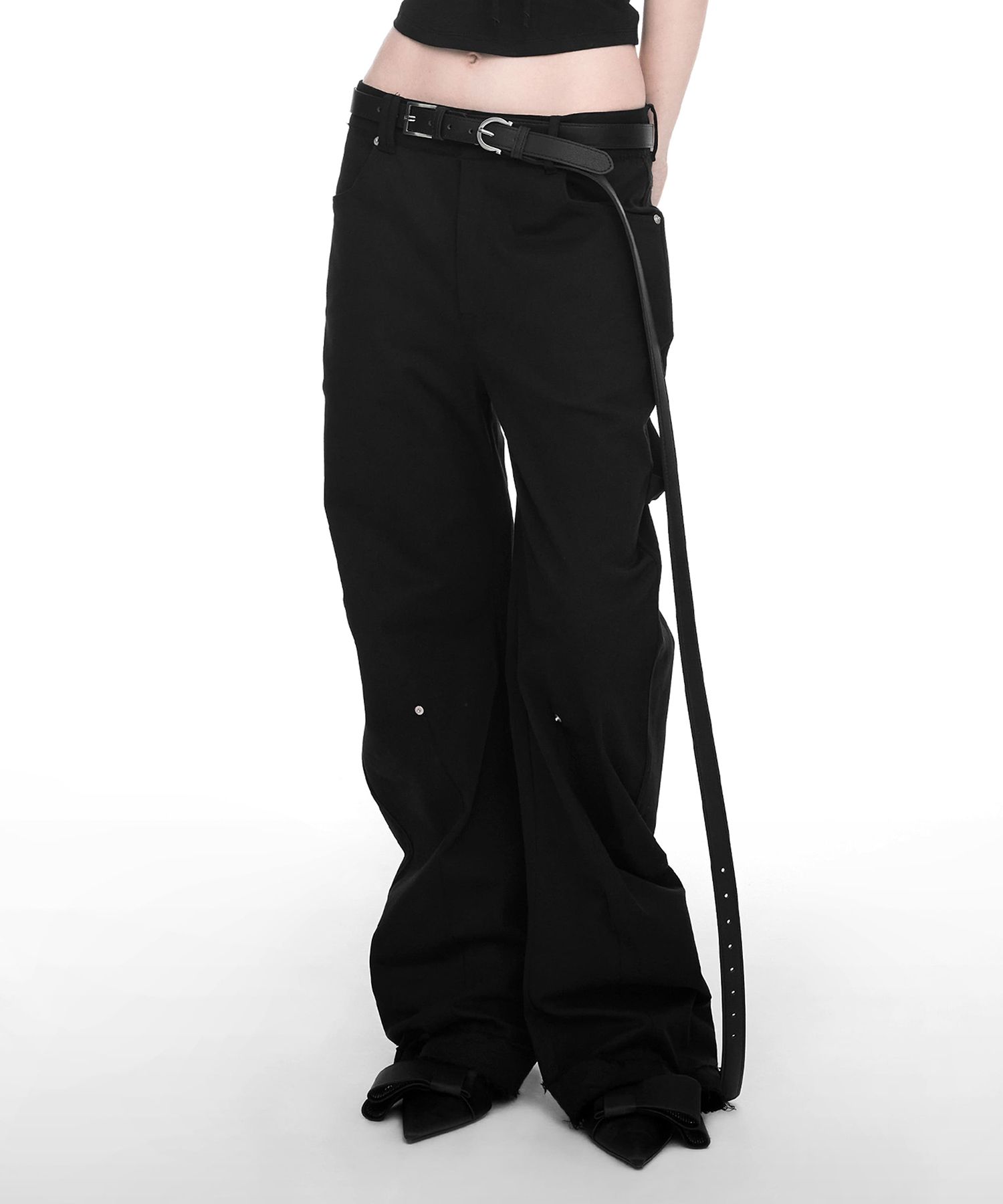 パンツ NACHE : 25SS / RAWCUT CURVED PANTS (3COLORS) MUSINSA | NACHE RAWCUT CURVED PANTS (UNISEX) BLACK