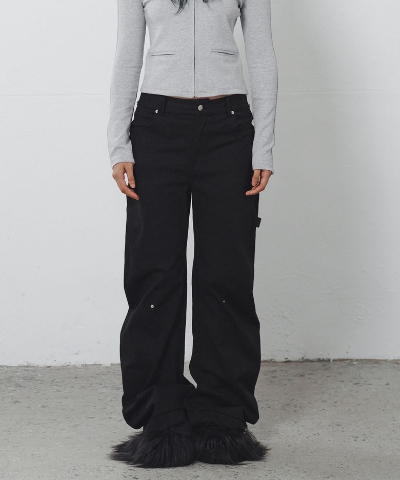 RAWCUT CURVED PANTS (UNISEX) BLACK