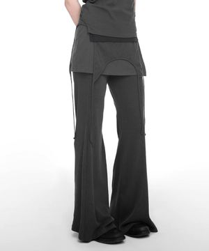 MIXED LAYERED SKIRT PANTS CHARCOAL