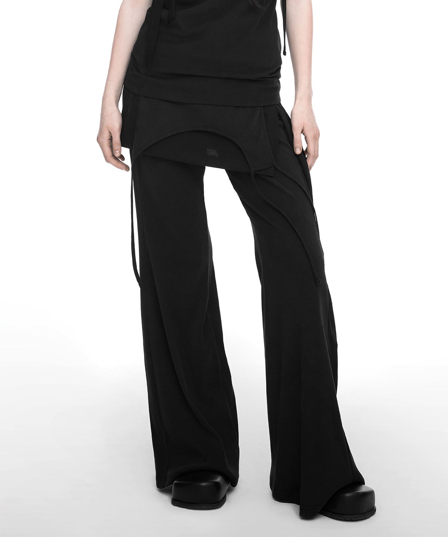 パンツ NACHE : 25SS / MIXED LAYERED SKIRT PANTS (3COLORS) MUSINSA | NACHE MIXED LAYERED SKIRT PANTS BLACK