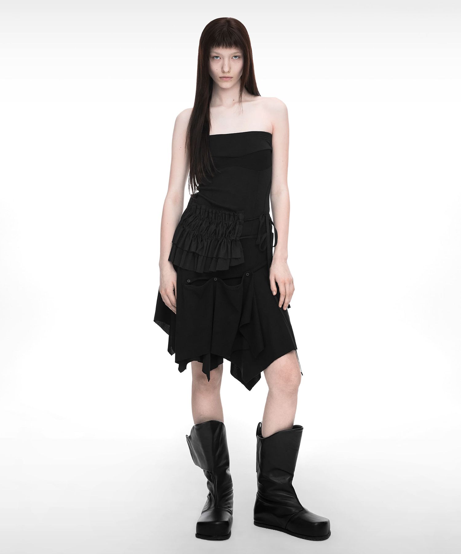 NACHE★韓国★人気★BUSTIER LAYERED DRESS 3色/追跡あり BUSTIER LAYERED DRESS KHAKI - NACHE