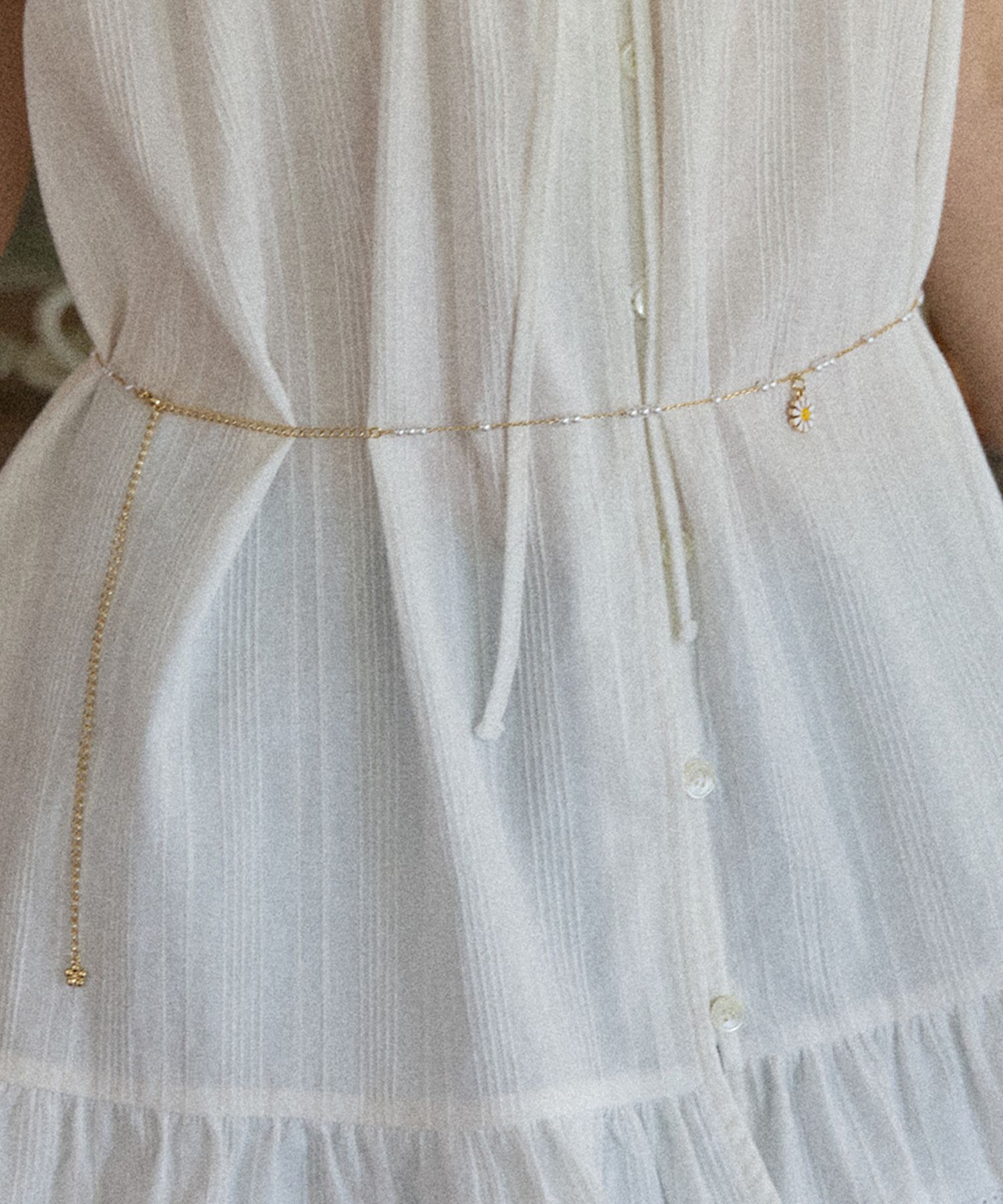 MUSINSA | OURHOPE Daisy Pearl Chain Belt - Gold