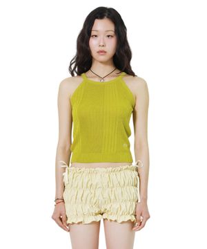 RIBBED HALTER NECK KNIT (OLIVE)
