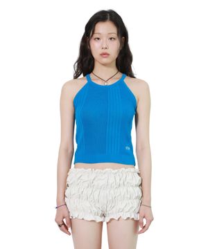 RIBBED HALTER NECK KNIT (BLUE)