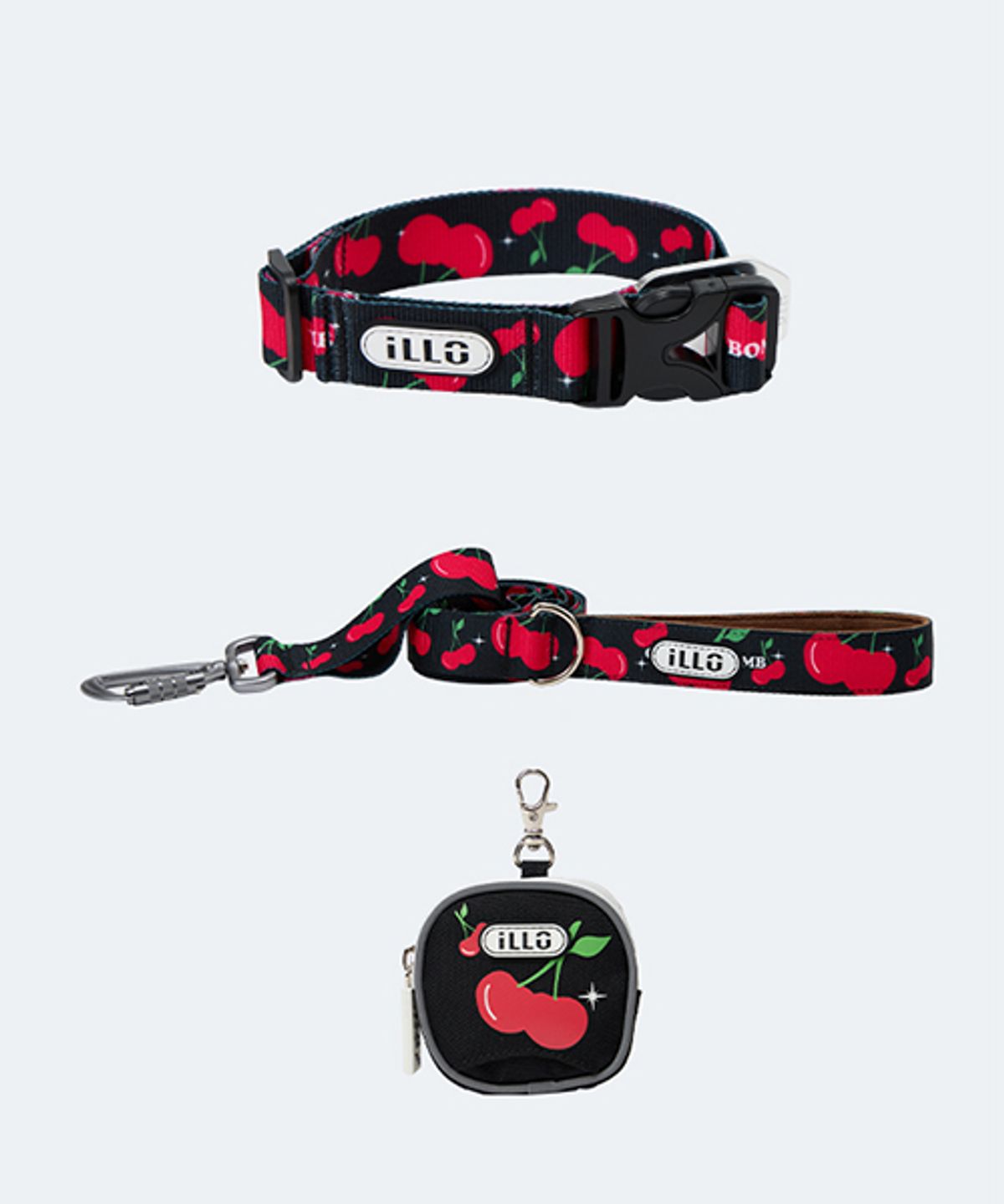 일로(ILLO) 체리붐 CHERRYBOMB 더블락 맥스 목줄 리쉬 풉백 SET