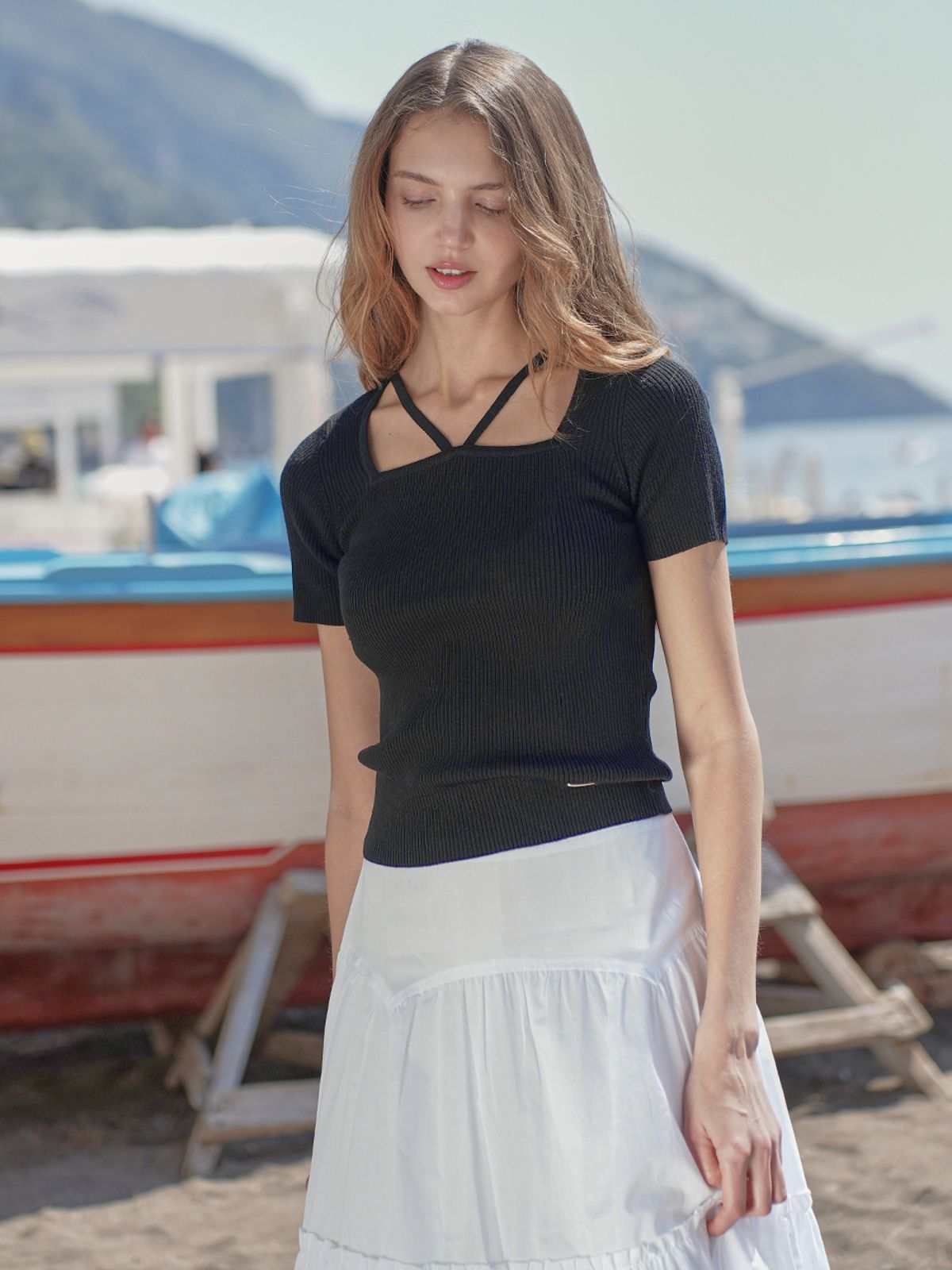 랭앤루(LANGNLU) FOLLONICA Square Neck Knit(폴로니카)_BLACK