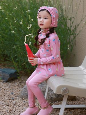 스윗아이스 여아 래쉬가드 수영복 세트 (수모 세트)