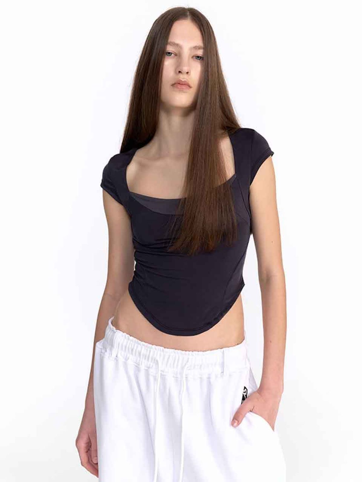 2000아카이브스(2000ARCHIVES) OLIVIA  TOP (CHARCOAL)
