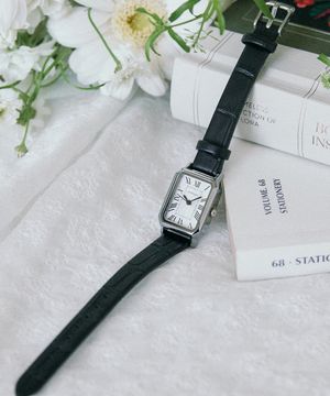 스퀘어 클래식 레더 와치 - 블랙