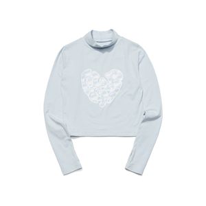 여성 하트 터틀넥 슬림 크롭탑 민트 (MFIBH8752)