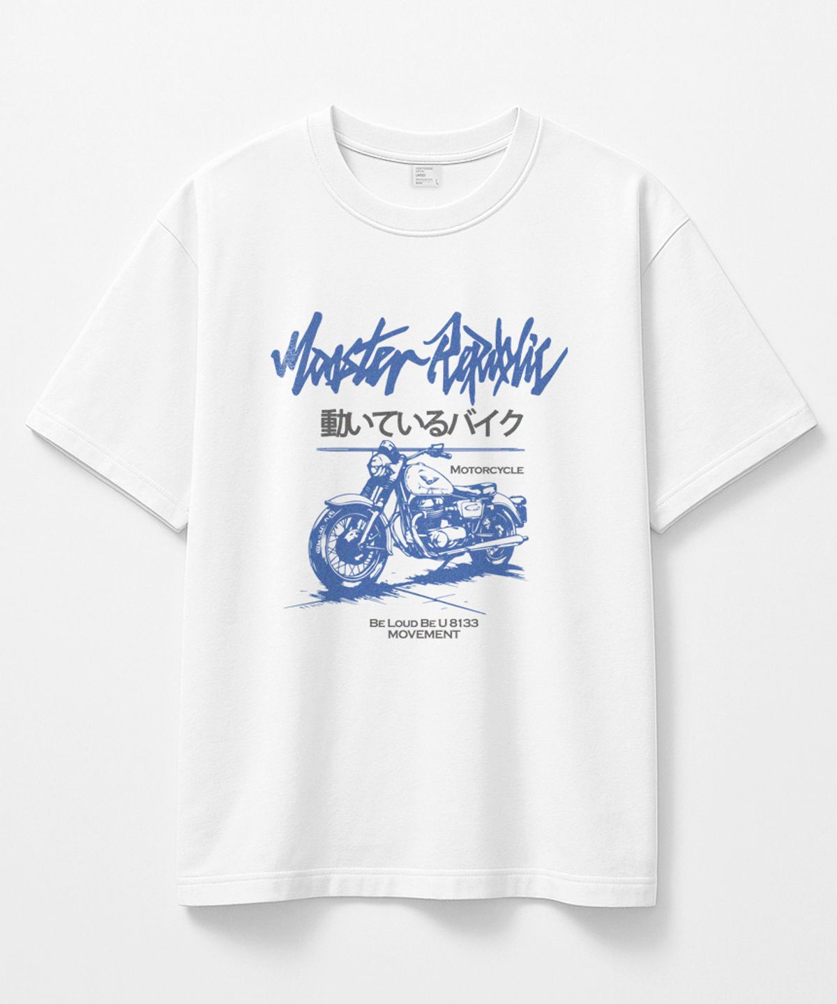 몬스터리퍼블릭(MONSTER REPUBLIC) 모터싸이클 빈티지 블루 티셔츠 화이트_8133