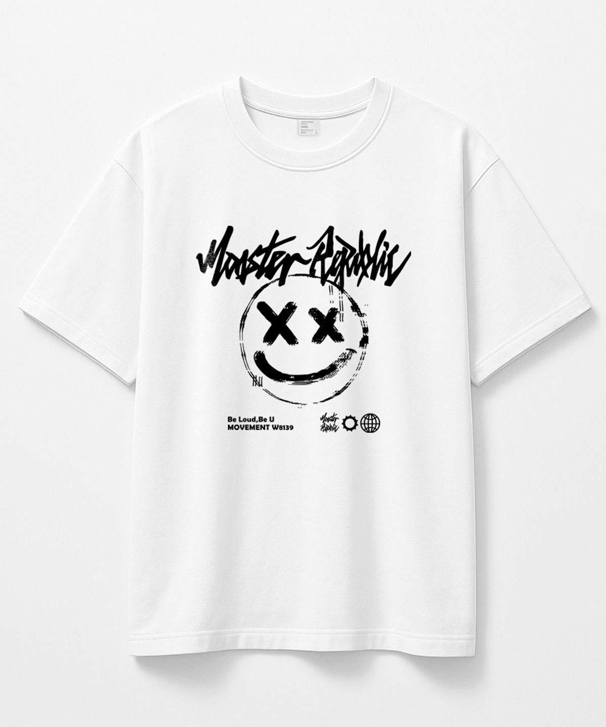 몬스터리퍼블릭(MONSTER REPUBLIC) 스마일 블랙 티셔츠 화이트_W8139