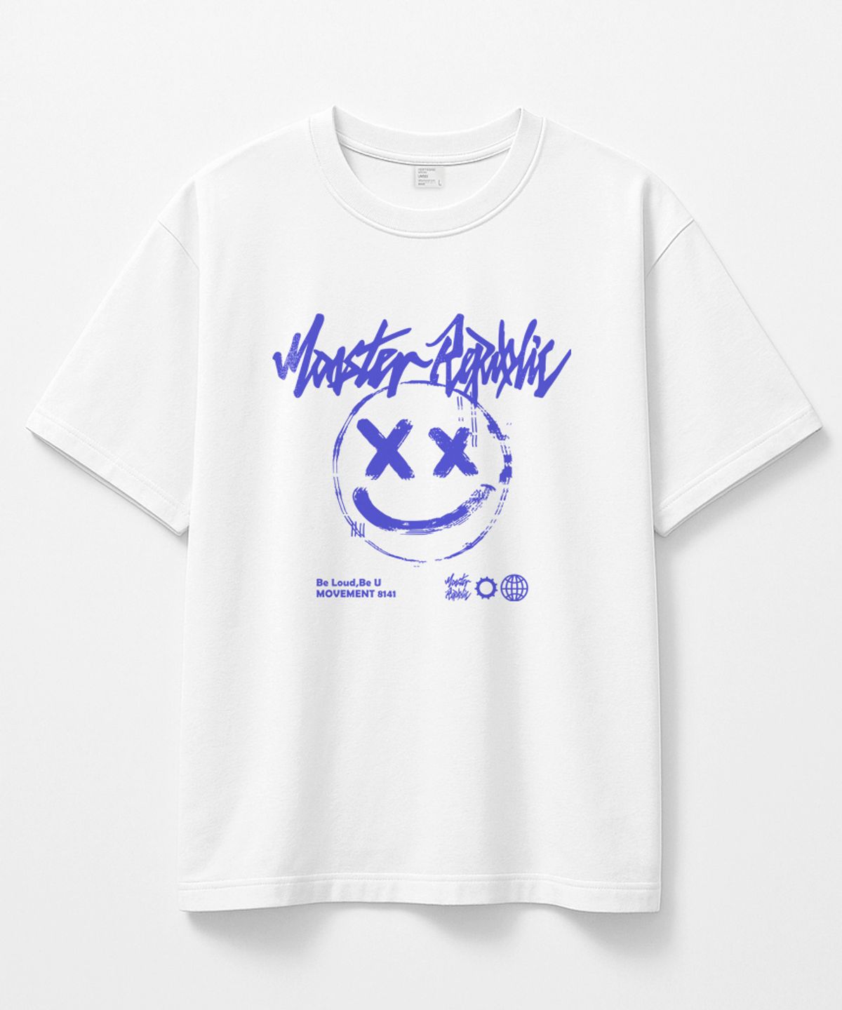 몬스터리퍼블릭(MONSTER REPUBLIC) 스마일 파스텔 블루 티셔츠 화이트_8141