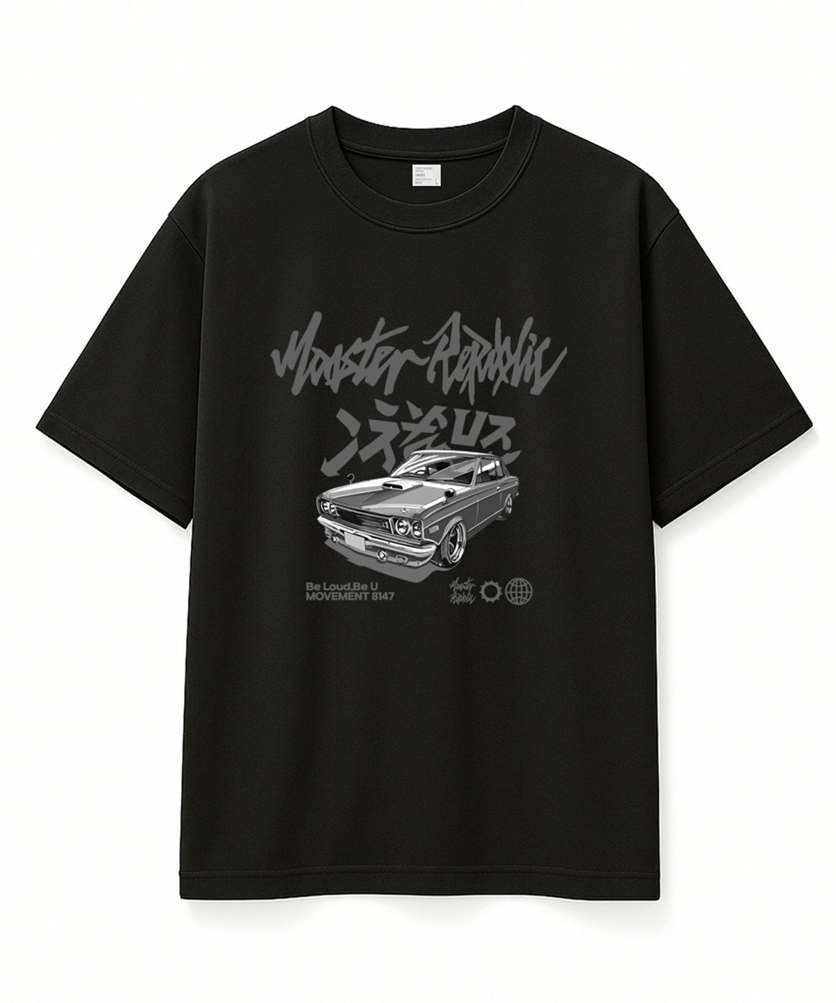 몬스터리퍼블릭(MONSTER REPUBLIC) 레트로 드리프트 그레이 티셔츠 블랙_8147