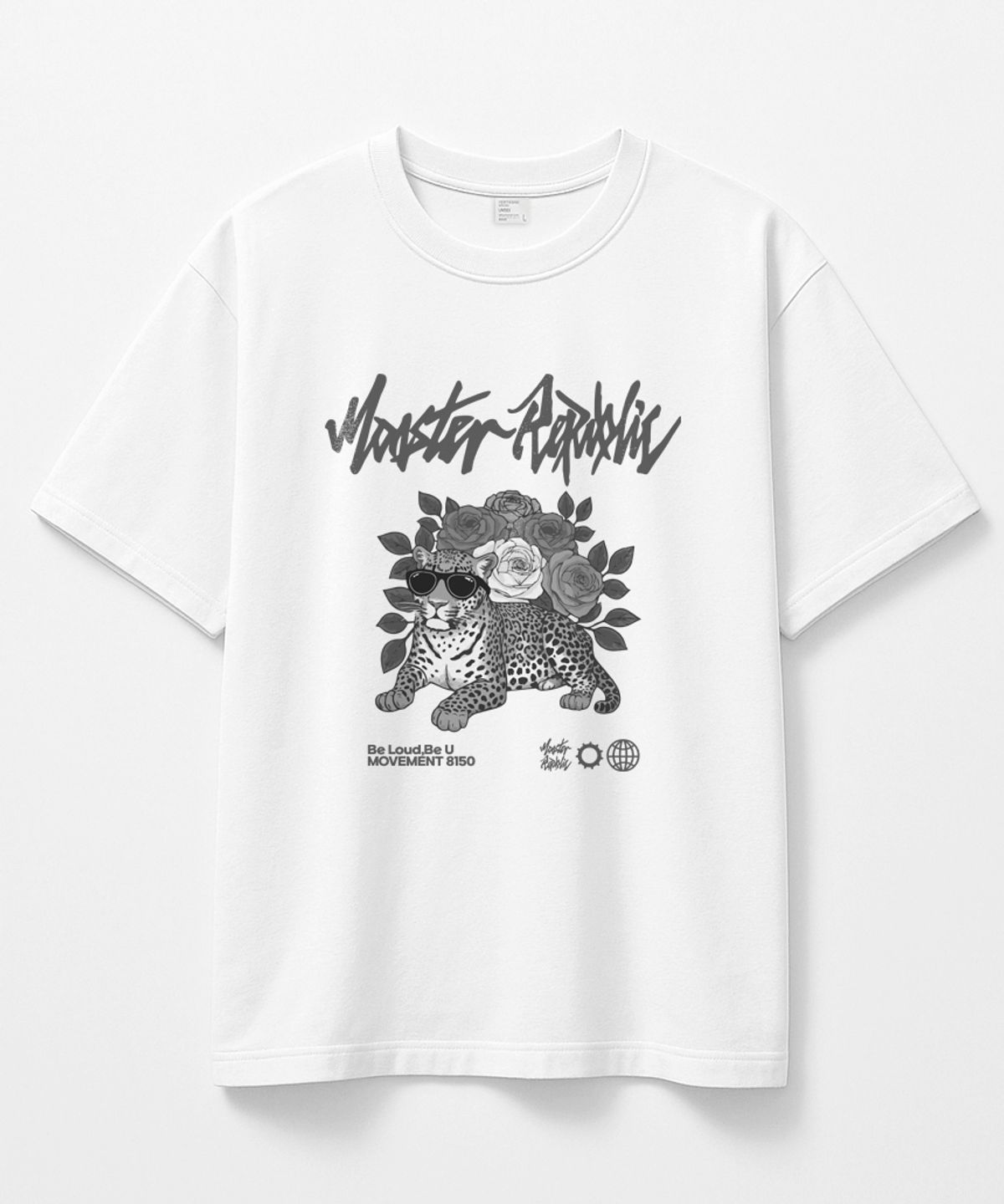 몬스터리퍼블릭(MONSTER REPUBLIC) 레오파드 가든 그레이 티셔츠 화이트_8150