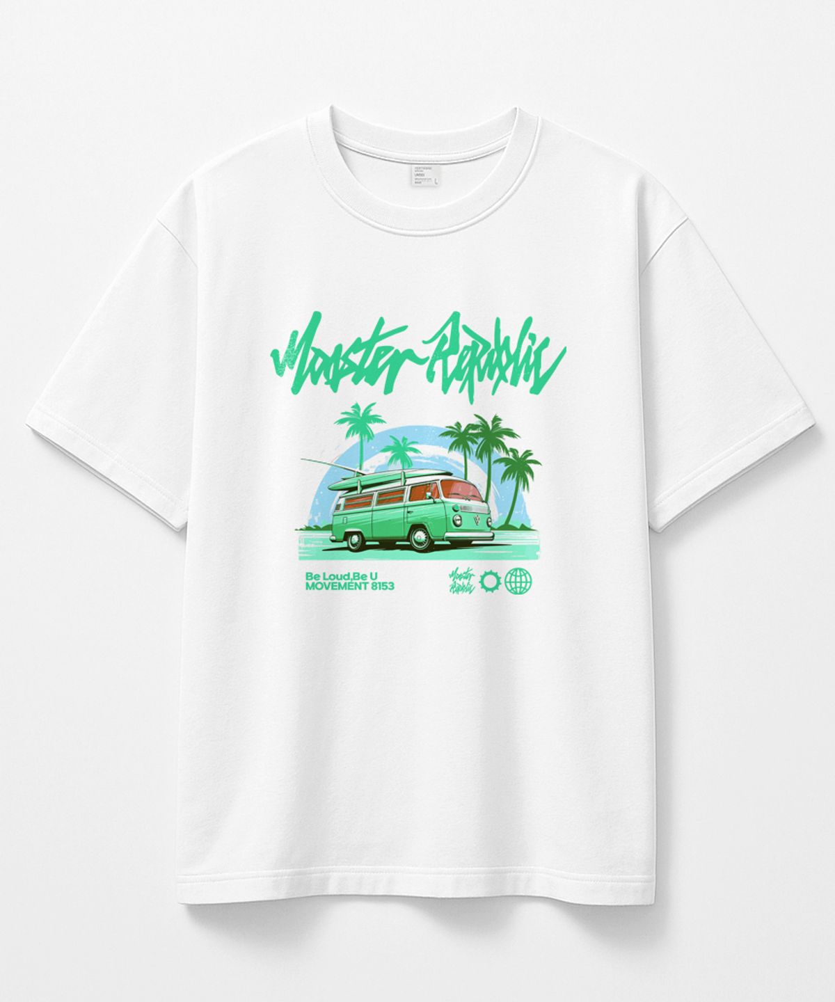 몬스터리퍼블릭(MONSTER REPUBLIC) 트로피칼 그린 티셔츠 화이트_8153
