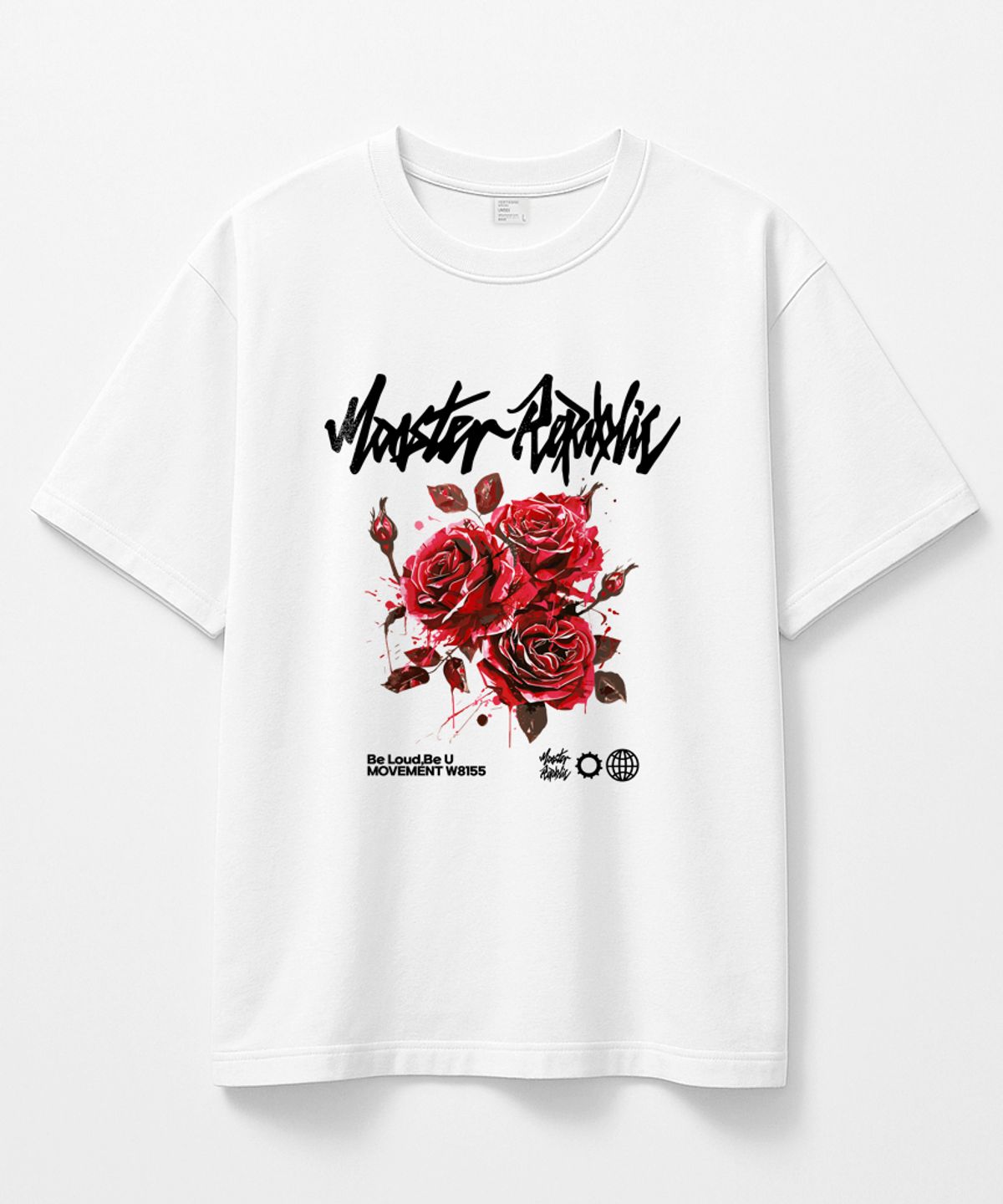 몬스터리퍼블릭(MONSTER REPUBLIC) 프로즌 로즈 레드 티셔츠 화이트_W8155